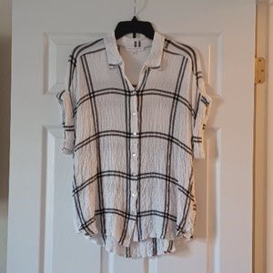 Jane and Delancey Black and White Plaid Button Down Shirt